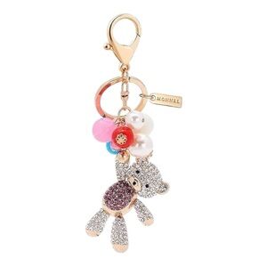 3D Crystal Teddy Bear with Ball Charm Lobster Clasp Key Ring Keychain ZM26